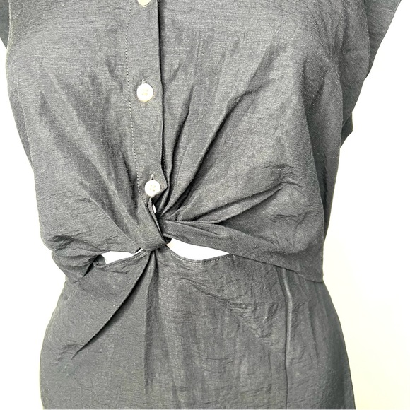 NWT Old Navy Waist-Defined Twist-Front Midi Shirt Dress Blackjack Sz Medium - Picture 4 of 12